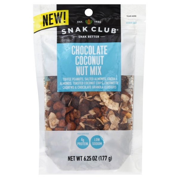 slide 1 of 6, Snak Club Chocolate Coconut, 6.2 oz