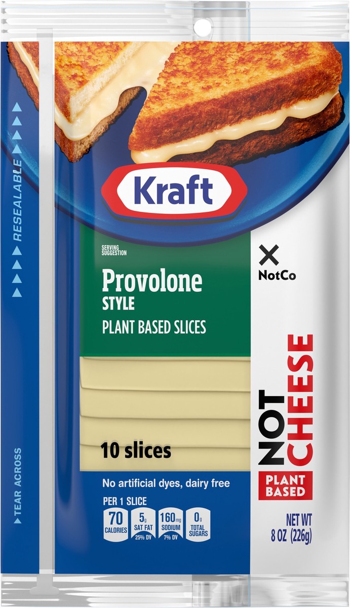 slide 8 of 9, Kraft NotCo Provolone Style Not Cheese Plant Based Slices, 10 ct Pack, 8 oz