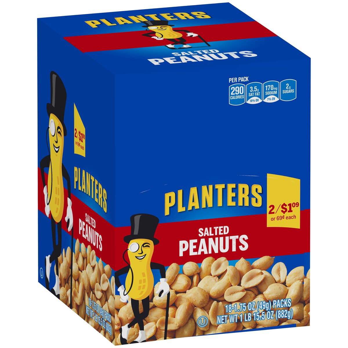 slide 5 of 9, Planters Salted Peanuts, 18 ct Box, 1.75 oz Packs, 18 ct