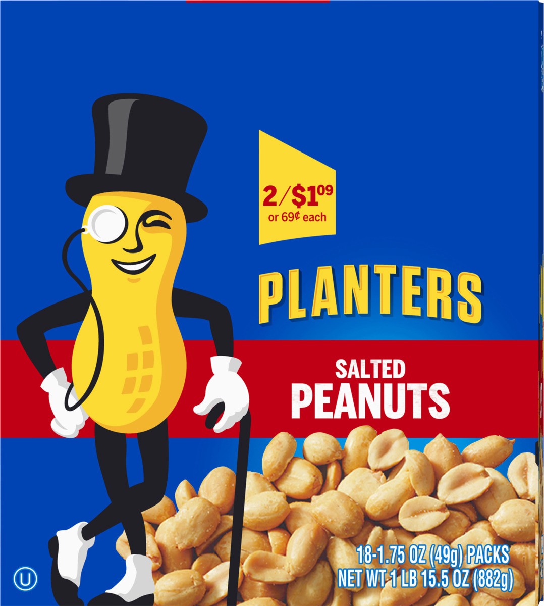 slide 7 of 9, Planters Salted Peanuts, 18 ct Box, 1.75 oz Packs, 18 ct