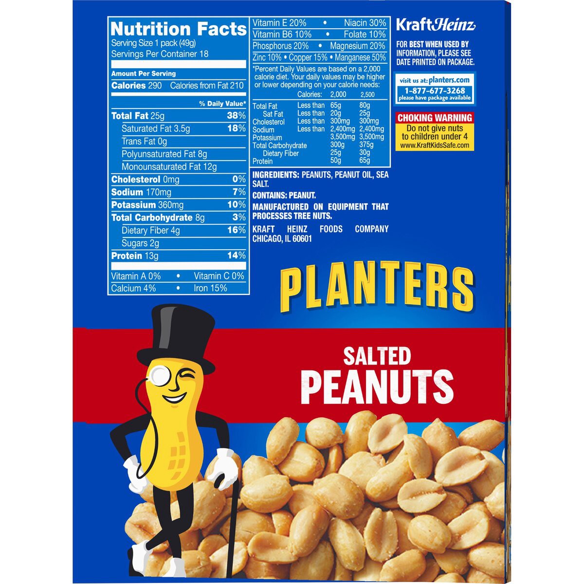 slide 3 of 9, Planters Salted Peanuts, 18 ct Box, 1.75 oz Packs, 18 ct