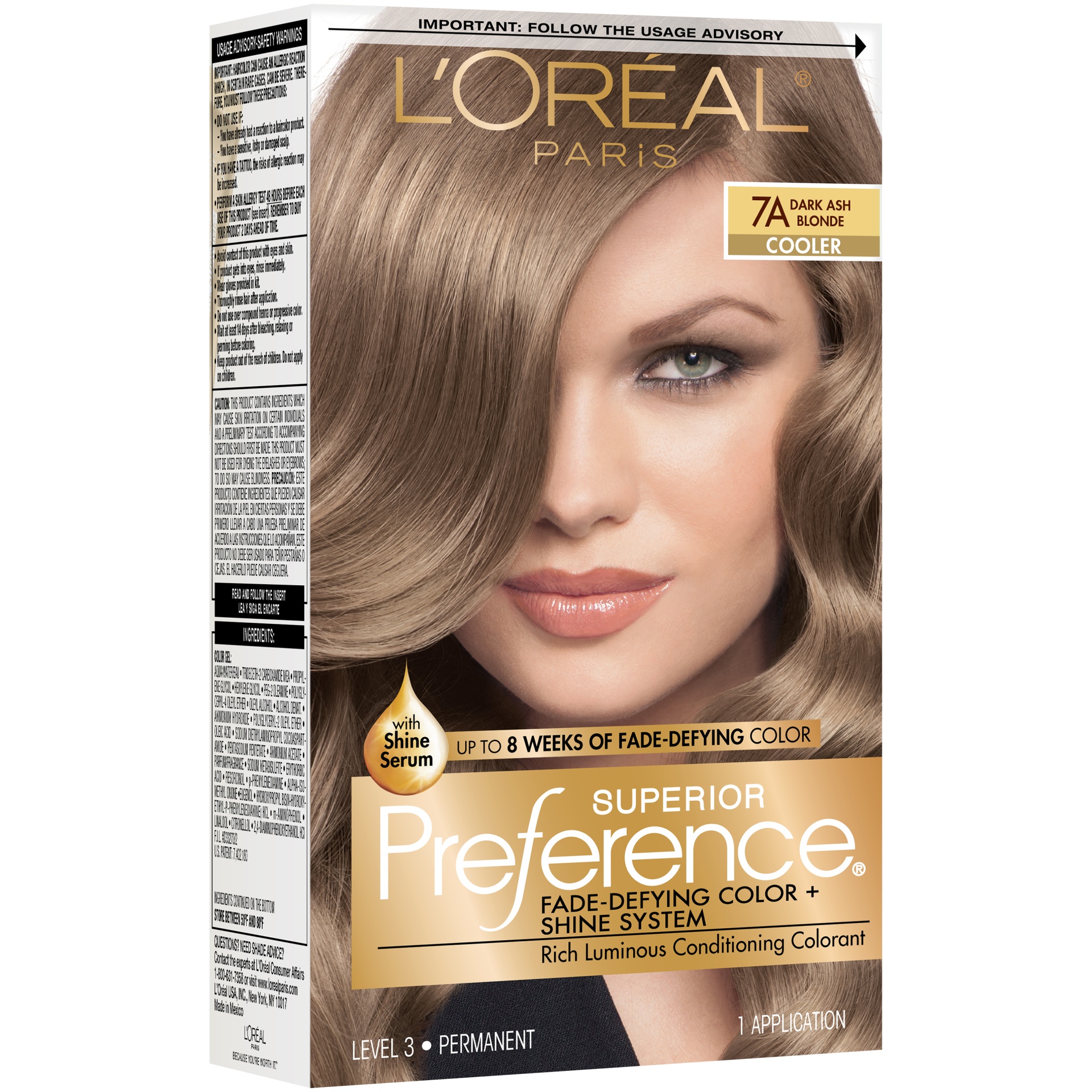 slide 4 of 8, L'Oréal Superior Preference Fade-Defying Color + Shine System - 7A Dark Ash Blonde, 1 ct
