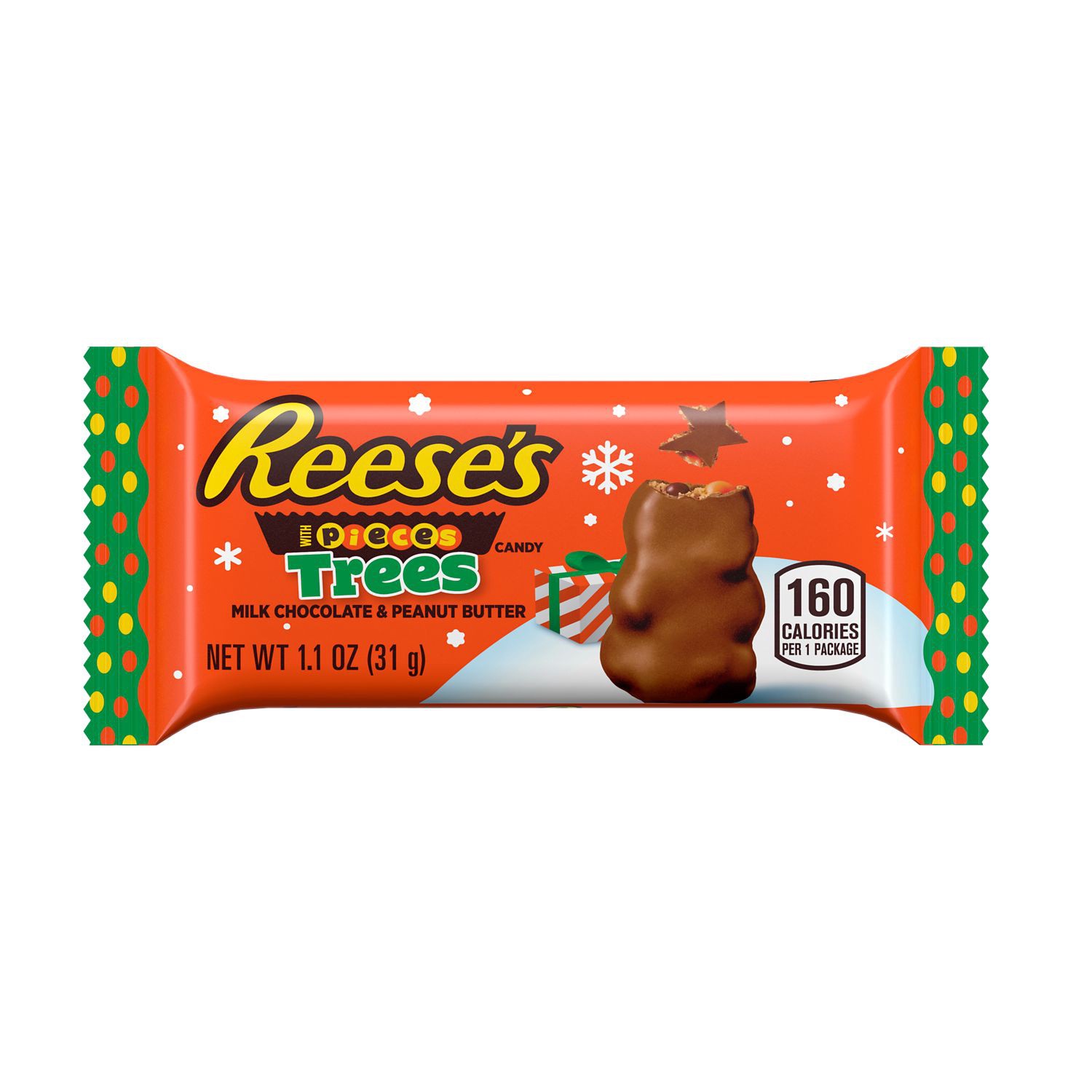 slide 1 of 3, Reese's Stuffed with PIECES Candy Milk Chocolate Peanut Butter Tree Candy, 1.1 oz, Pack, 1.1 oz