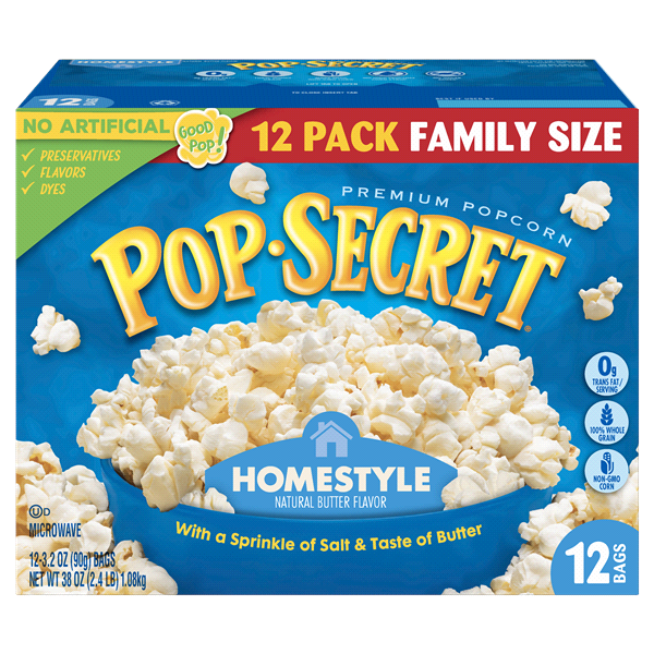 slide 1 of 1, Pop-Secret Homestyle Butter Family Size, 12 ct