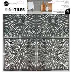 RoomMates Peel and Stick Tile Backsplash, Silver Tin, 10.5"x10.5"
