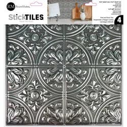 RoomMates Peel and Stick Tile Backsplash, Silver Tin, 10.5"x10.5"