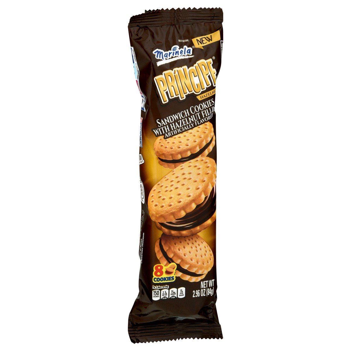 slide 2 of 10, Marinela Principe Hazelnut Sandwich Cookie Single Serve, 3.7 oz