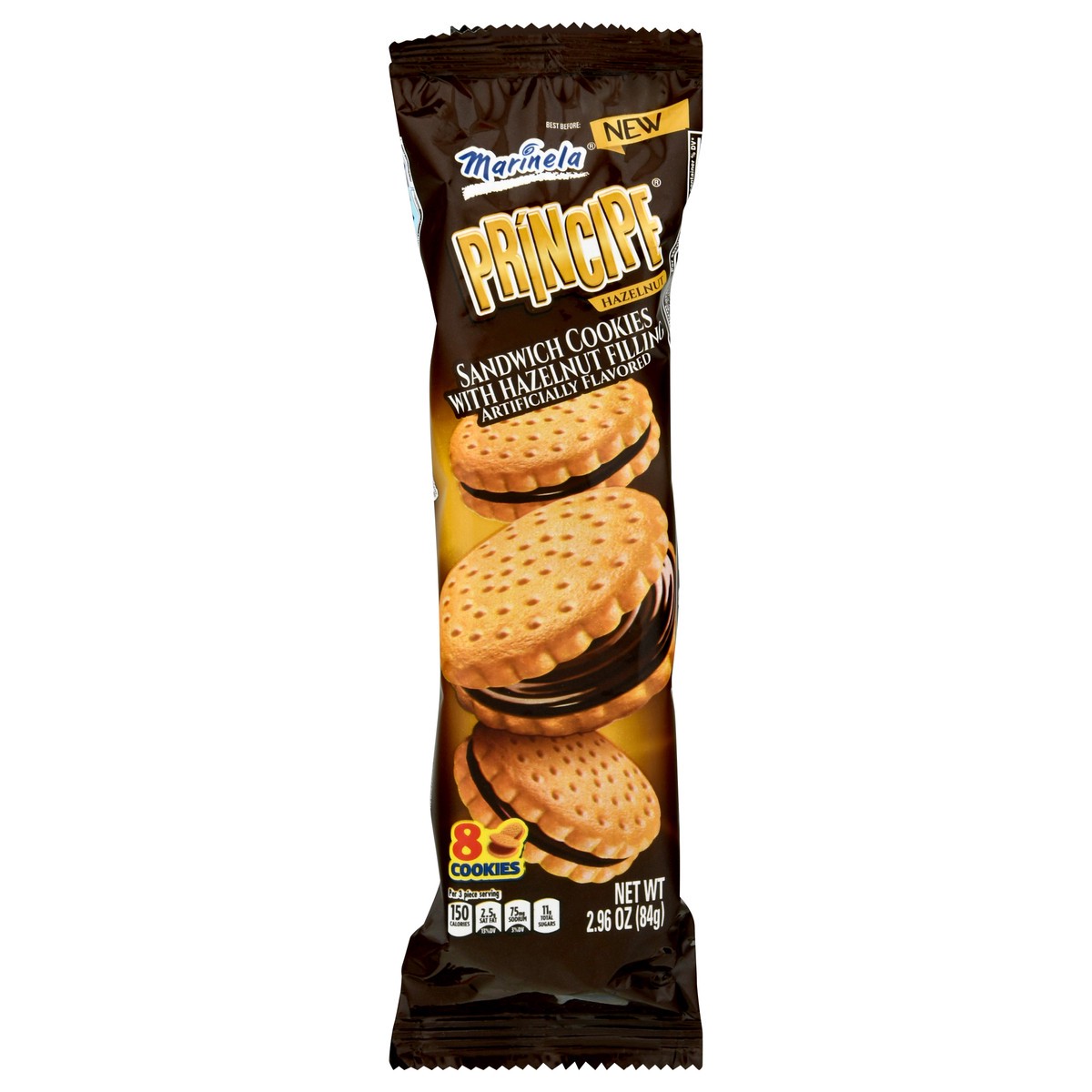 slide 1 of 10, Marinela Principe Hazelnut Sandwich Cookie Single Serve, 3.7 oz