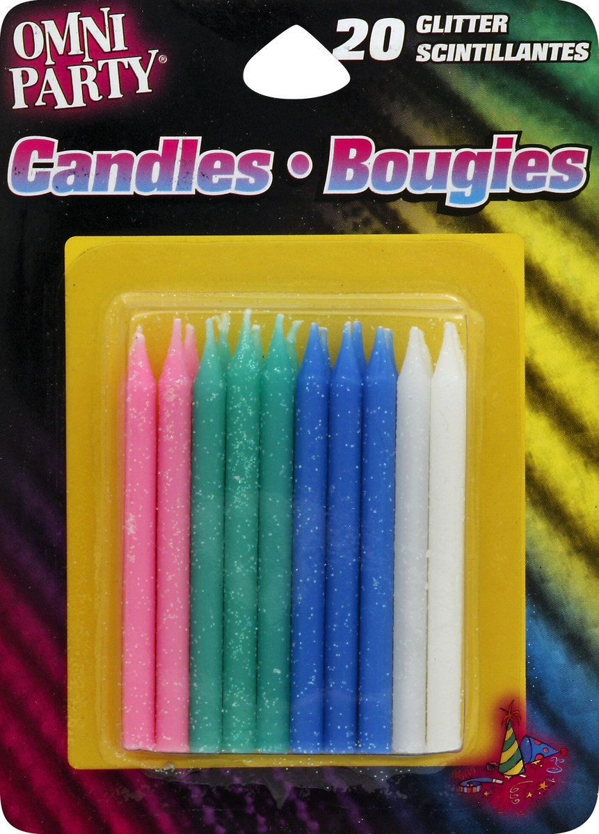 slide 2 of 2, Omni Party Omniglow Glitter Assorted Candle, 20 ct