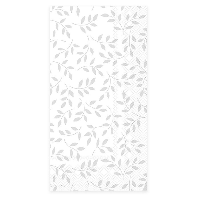 slide 1 of 1, Boston International 3-Ply Foliage Paper Guest Towels - Silver, 32 ct