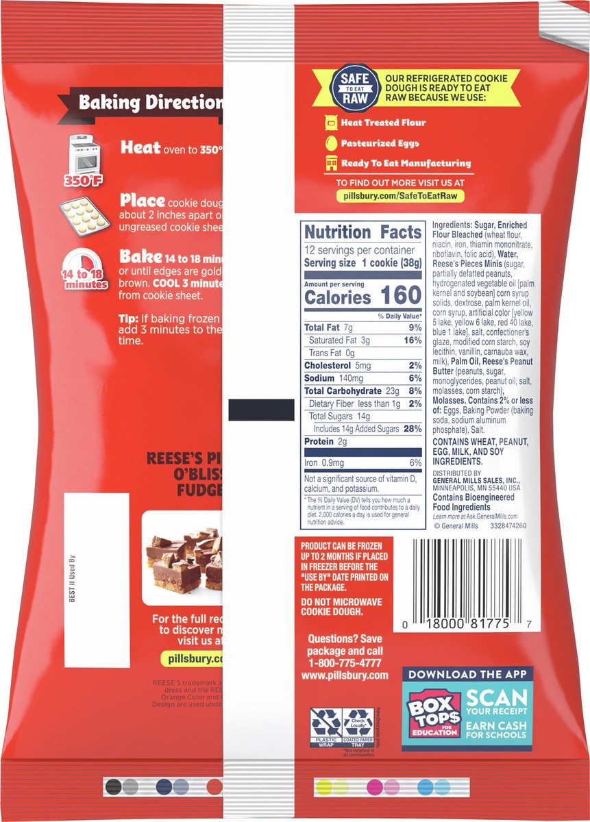 slide 5 of 14, Pillsbury Ready To Bake Refrigerated Cookie Dough, Reese's Mini Pieces Peanut Butter, 12 Cookies, 16 oz, 16 oz