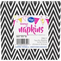 Kroger Entertainment Essentials Beverage Napkins - 24 Pk - Cat Eyes Chevron Black