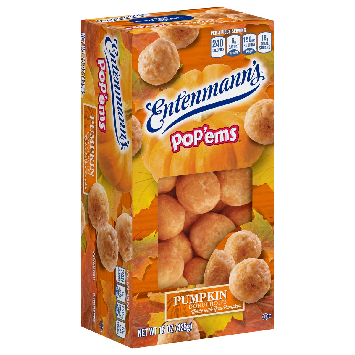 slide 2 of 9, Entenmann's Pop'ems Pumpkin Donut Holes, 15 oz