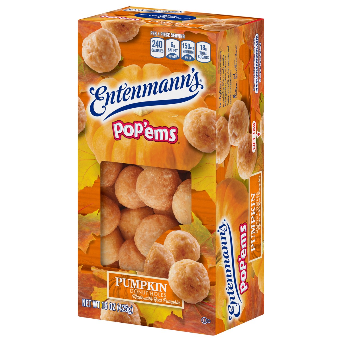 slide 3 of 9, Entenmann's Pop'ems Pumpkin Donut Holes, 15 oz