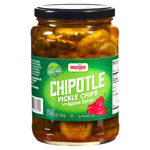 slide 1 of 1, Meijer Chipotle Pickle Chips With Agave Syrup, 24 oz