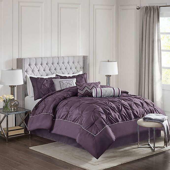 slide 1 of 1, Madison Park Laurel Full Comforter Set - Plum, 7 ct