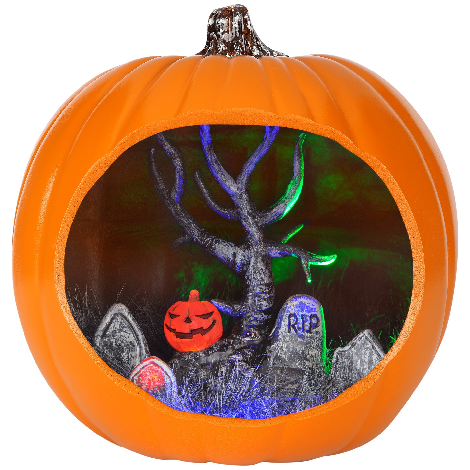 slide 2 of 3, 9" Orange Diorama Pumpkin By Ashland, 9 in