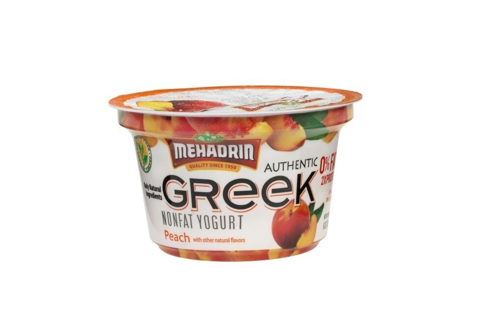 slide 1 of 1, Mehadrin Peach Nonfat Greek Yogurt, 6 oz