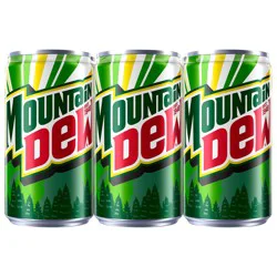 Mountain Dew Soda Mini Cans 7.5 Fl Oz 6 Count