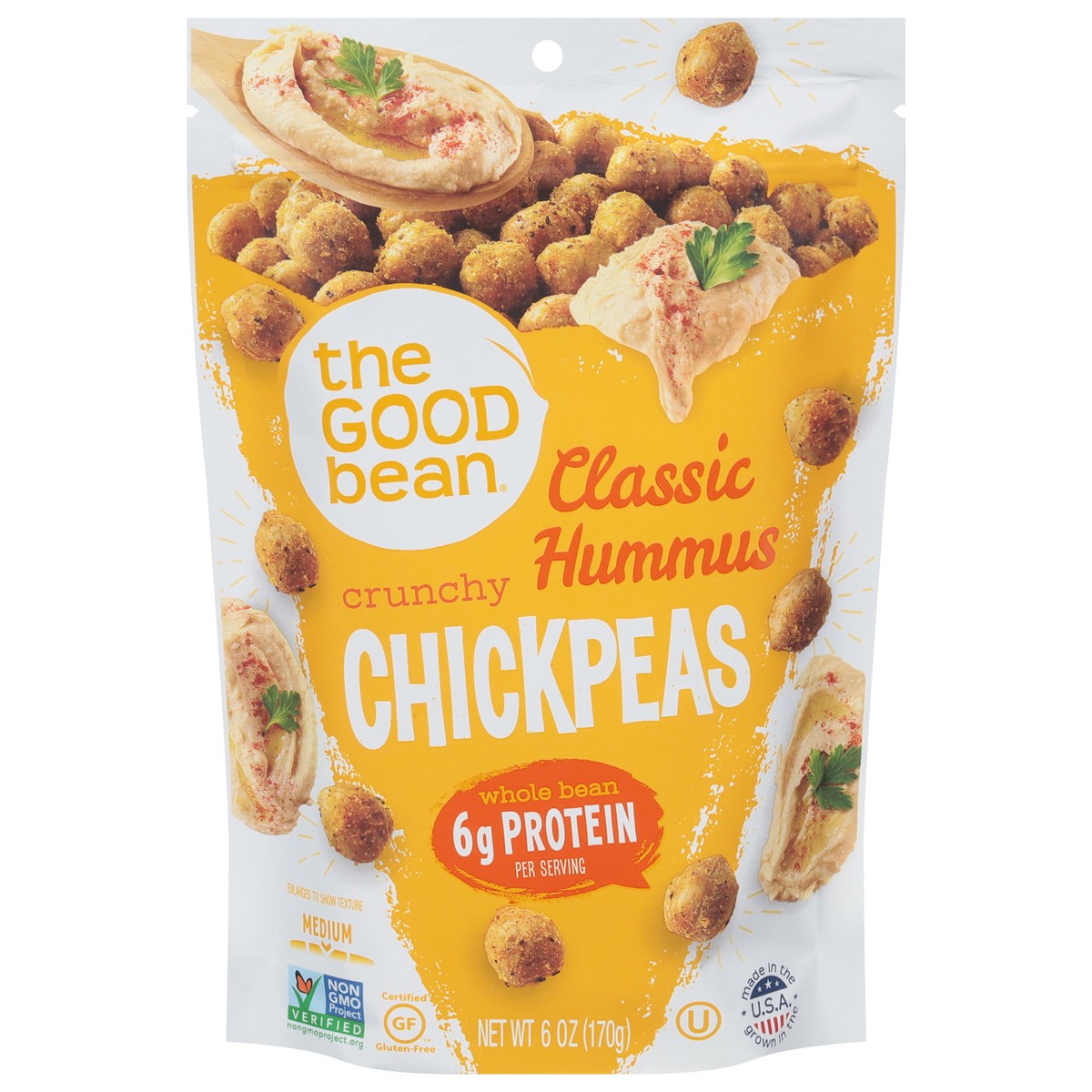 slide 1 of 12, The Good Bean Crunchy Classic Hummus Chickpeas 6 oz, 6 oz