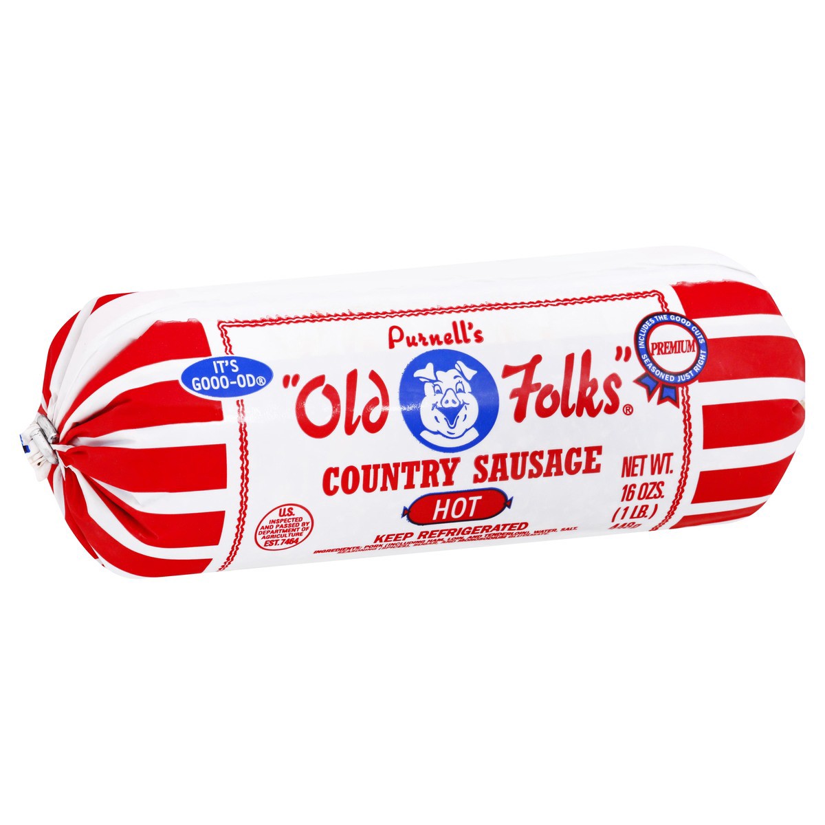 slide 8 of 9, Purnell's "Old Folks" Hot Country Sausage Roll, 16 oz, 16 oz