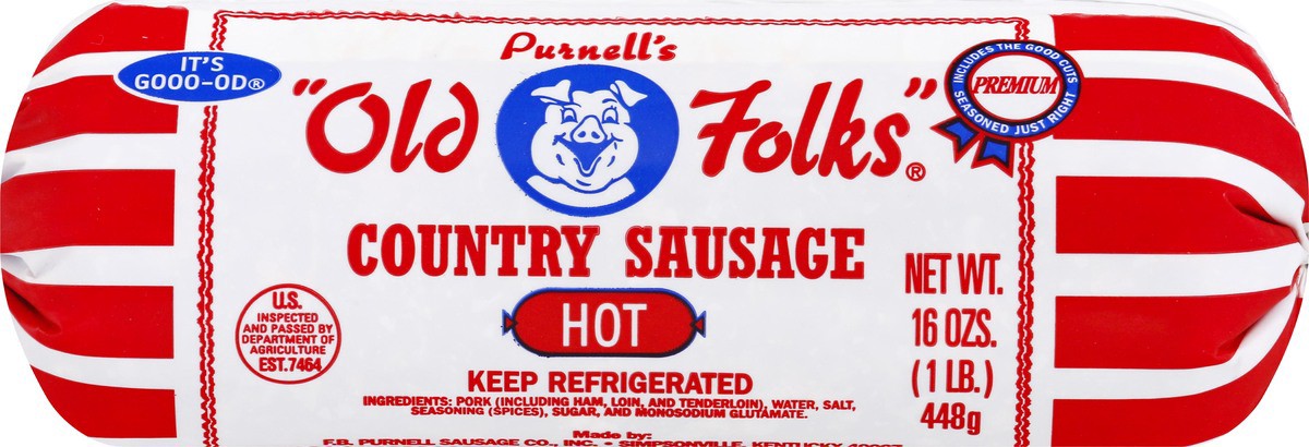 slide 2 of 9, Purnell's "Old Folks" Hot Country Sausage Roll, 16 oz, 16 oz