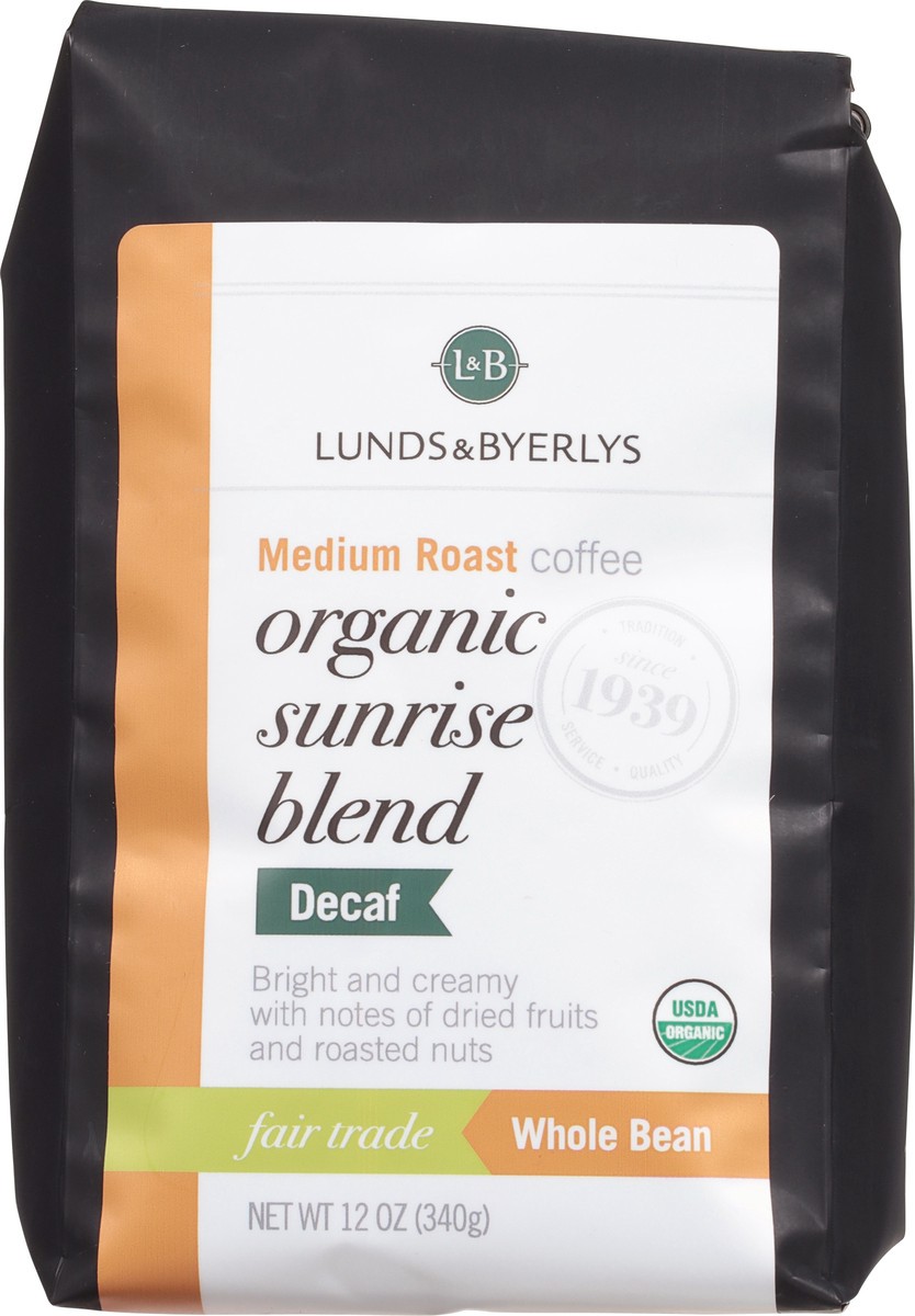 slide 2 of 9, Lunds & Byerlys Organic Decaf Medium Roast Whole Bean Sunrise Blend Coffee 12 oz, 12 oz