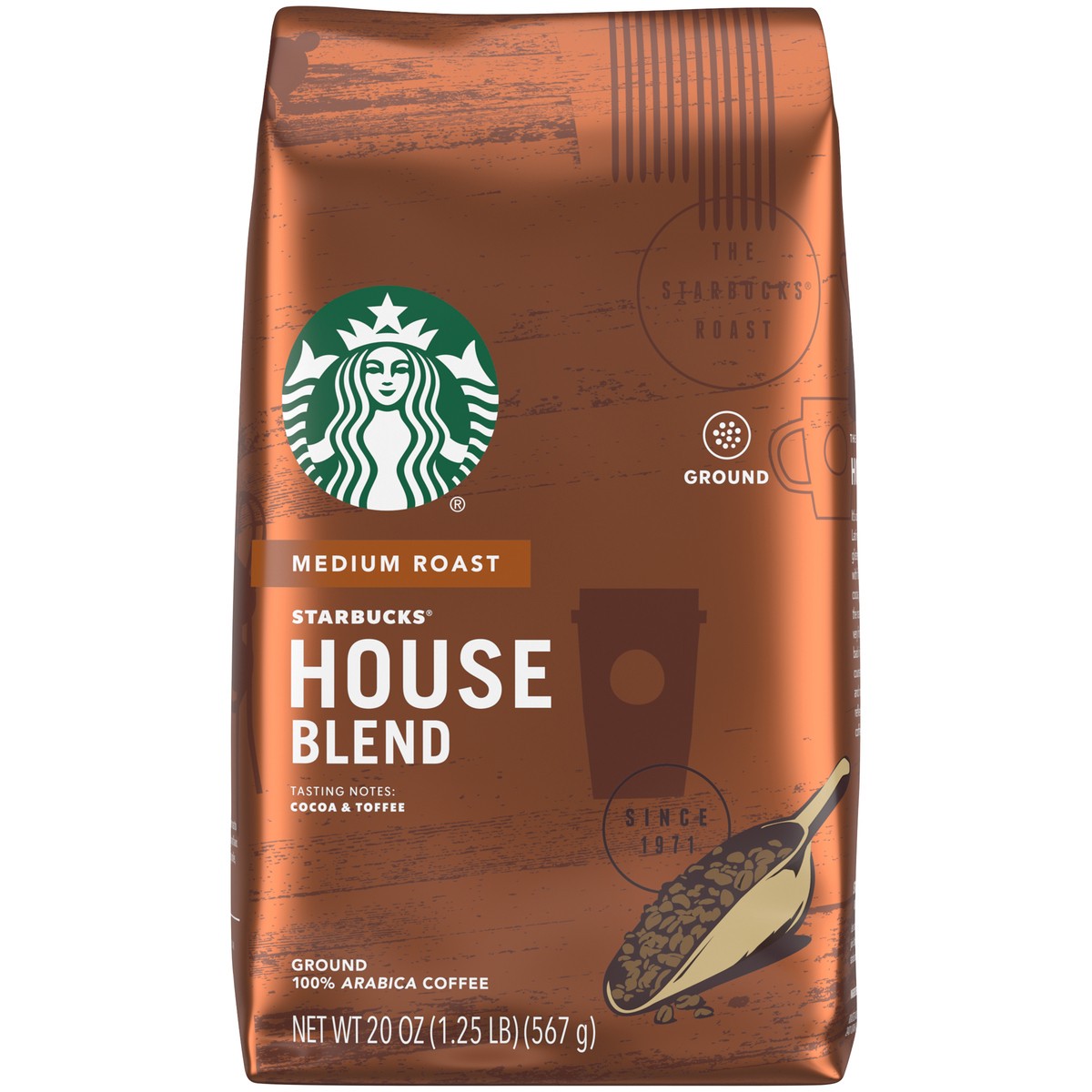 slide 4 of 13, Starbucks Ground Coffee—Medium Roast Coffee—House Blend—100% Arabica—1 bag (20 oz), 20 oz