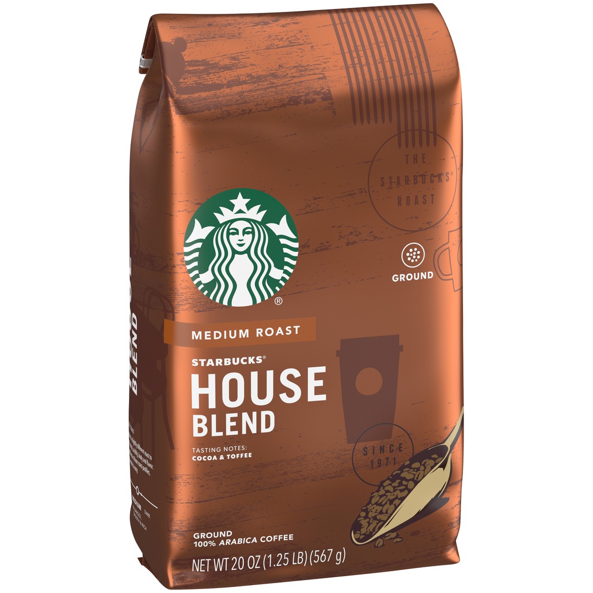 slide 5 of 13, Starbucks Ground Coffee—Medium Roast Coffee—House Blend—100% Arabica—1 bag (20 oz), 20 oz