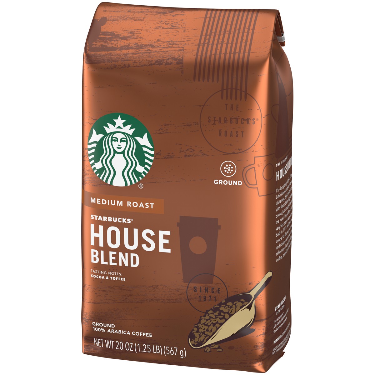 slide 10 of 13, Starbucks Ground Coffee—Medium Roast Coffee—House Blend—100% Arabica—1 bag (20 oz), 20 oz