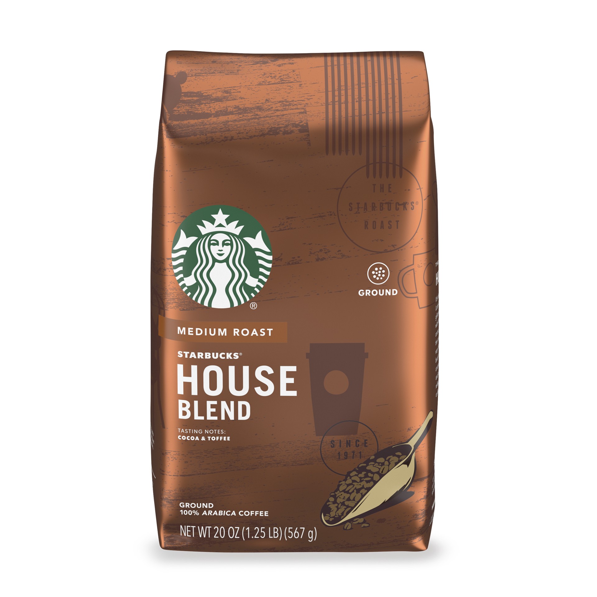 slide 1 of 13, Starbucks Ground Coffee—Medium Roast Coffee—House Blend—100% Arabica—1 bag (20 oz), 20 oz