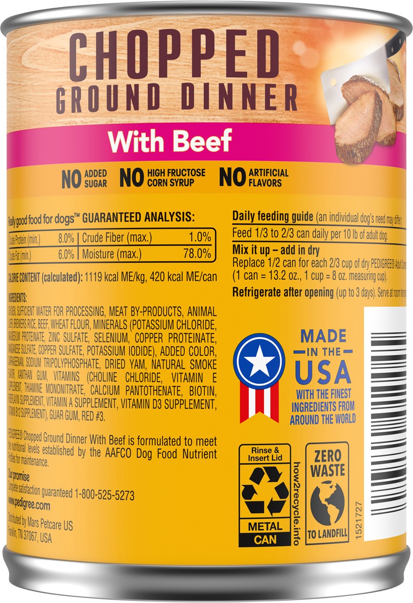 slide 4 of 9, Pedigree Chopped Ground Dinner with Beef Food for Dogs 13.2 oz, 13.2 oz