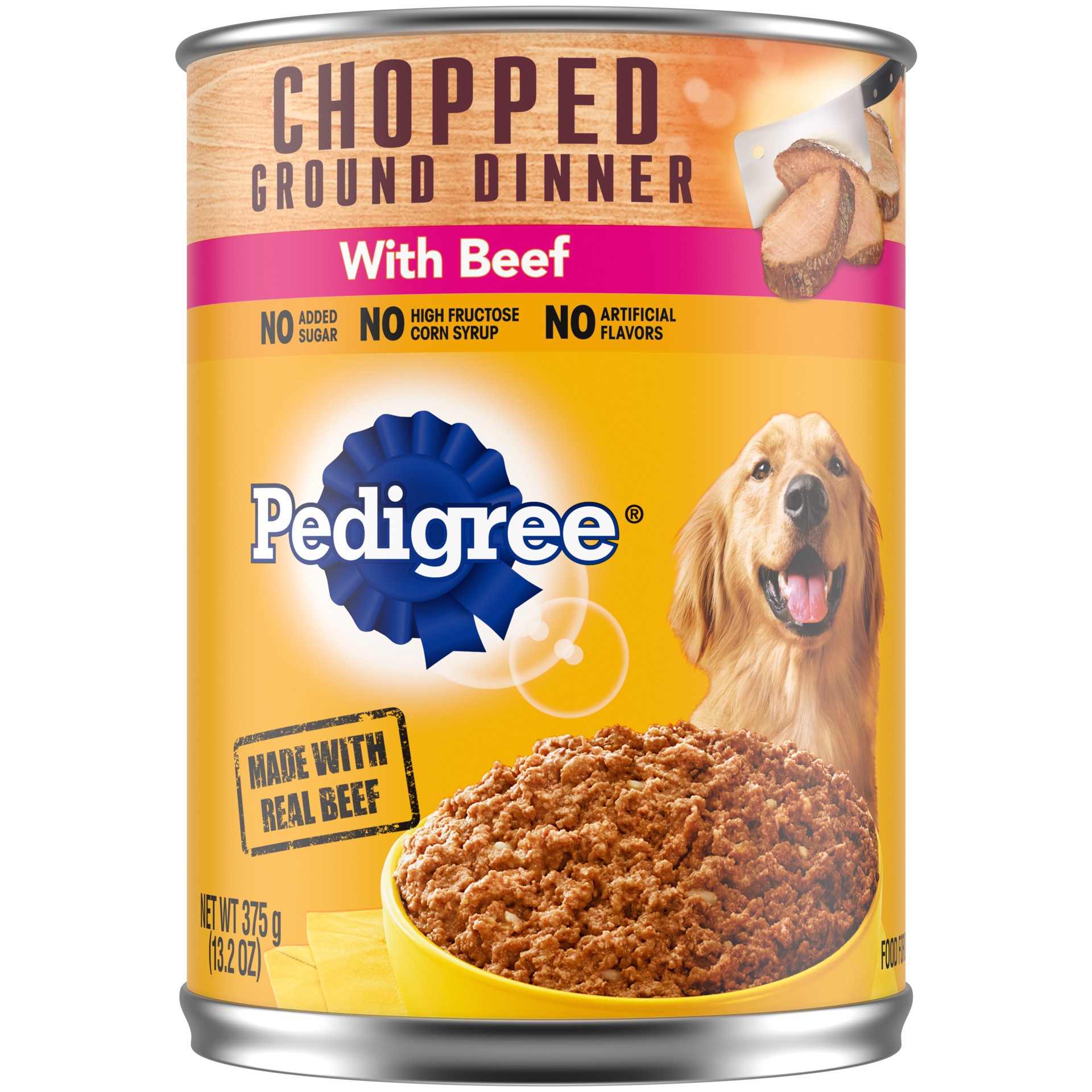 slide 1 of 5, PEDIGREE CHOPPED GROUND DINNER Adult Canned Soft Wet Dog Food with Beef, 13.2 oz. Cans 12 Pack, 13.2 oz