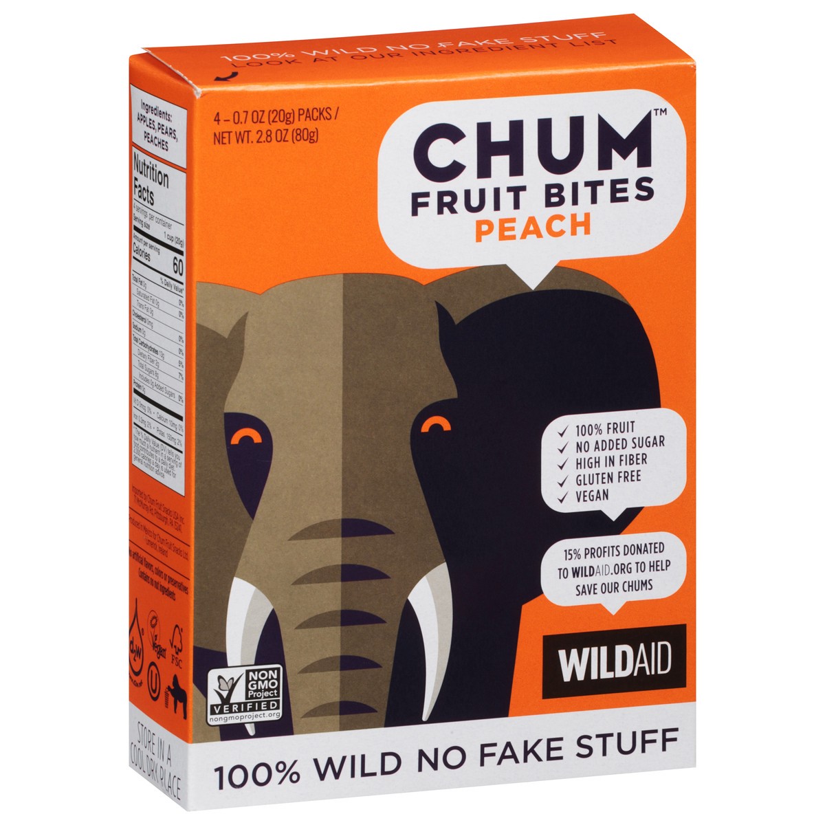 slide 5 of 9, Chum Peach Fruit Bites, 4-Pack, 0.7 oz