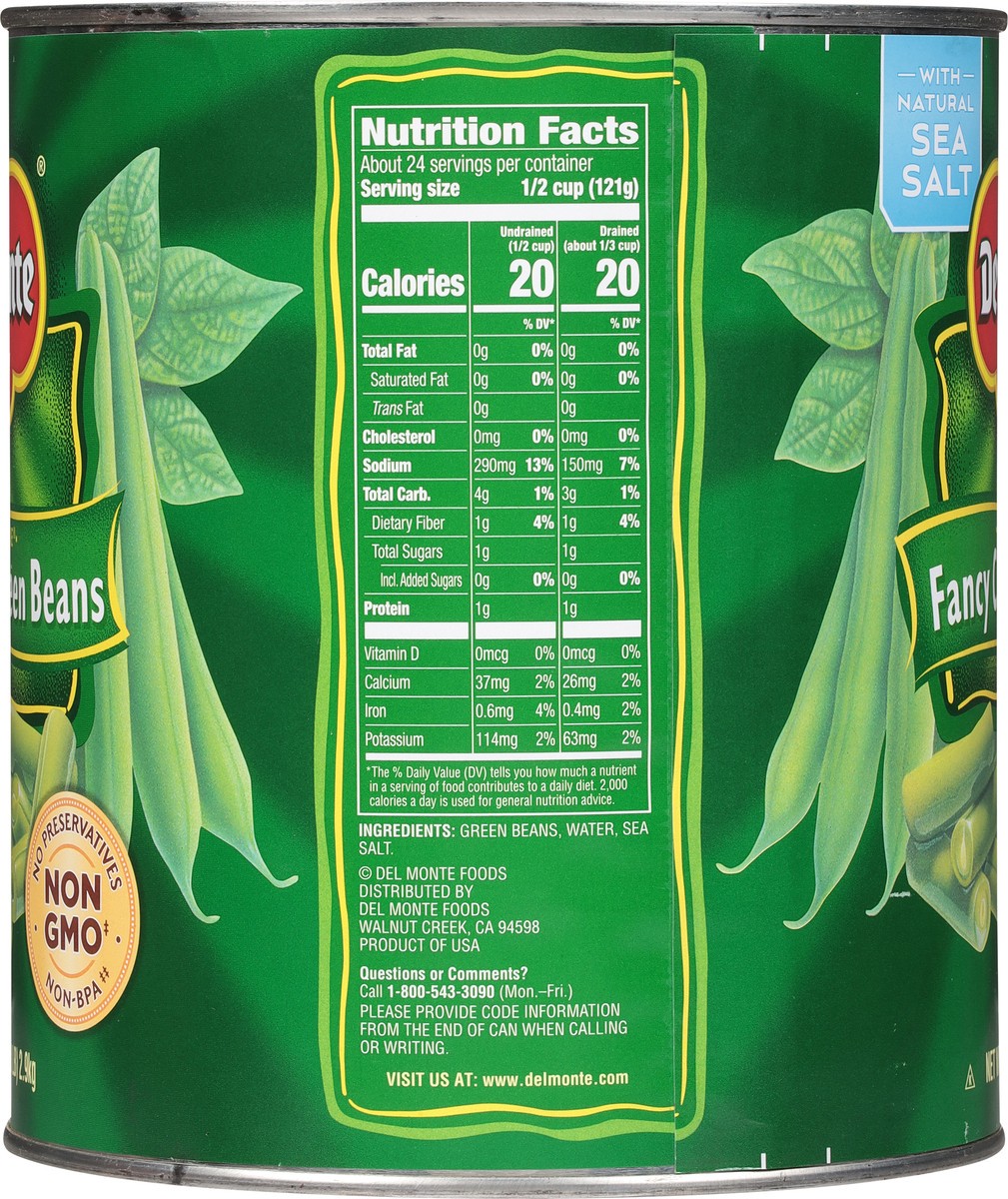 slide 6 of 9, Del Monte Blue Lake Fancy Cut Green Beans, 101 oz