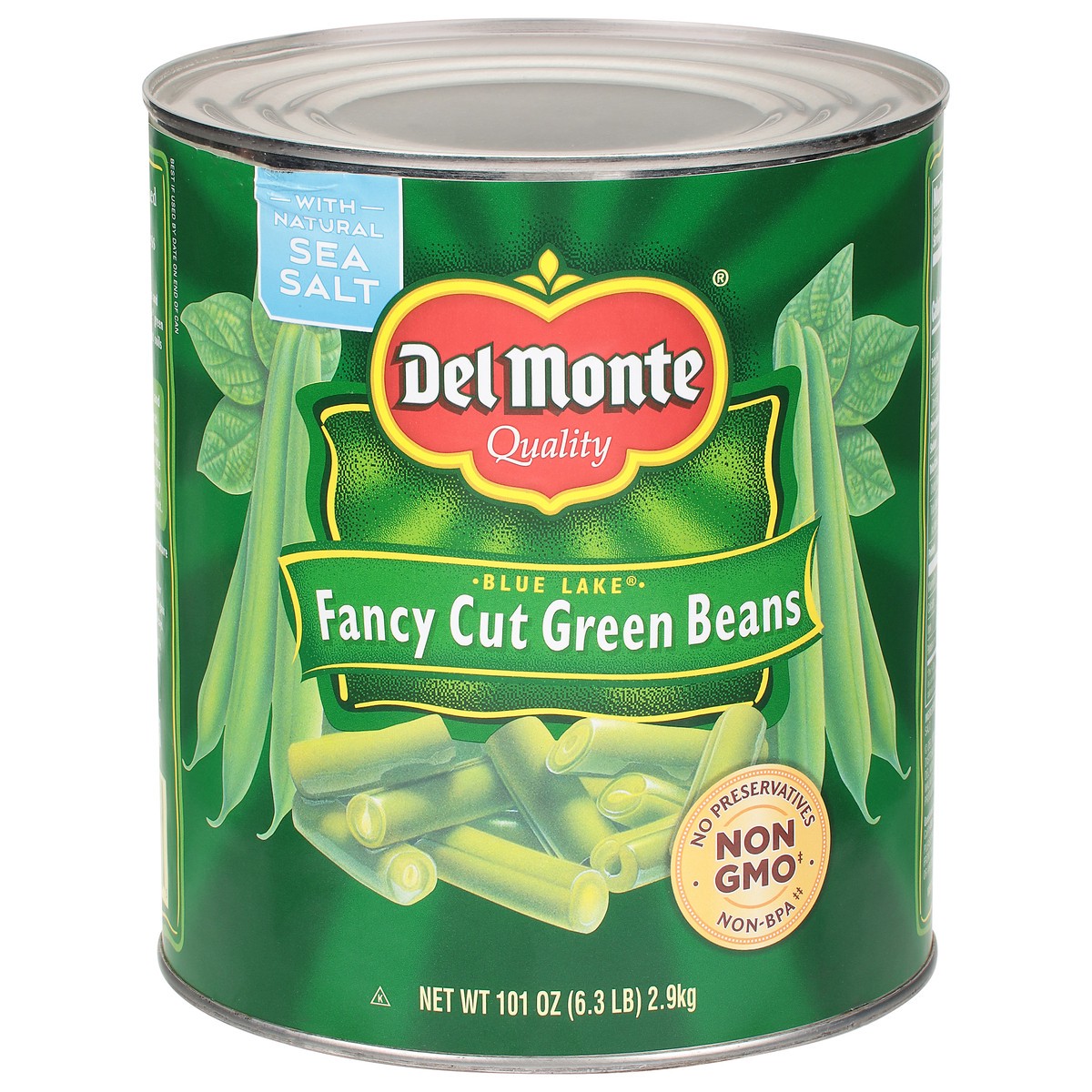 slide 1 of 9, Del Monte Blue Lake Fancy Cut Green Beans, 101 oz