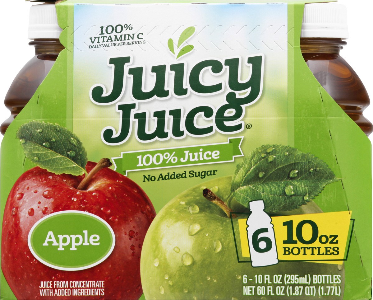 slide 6 of 9, Juicy Juice 100% Juice, Apple, 6 Count, 10 FL OZ Bottles, 10 oz