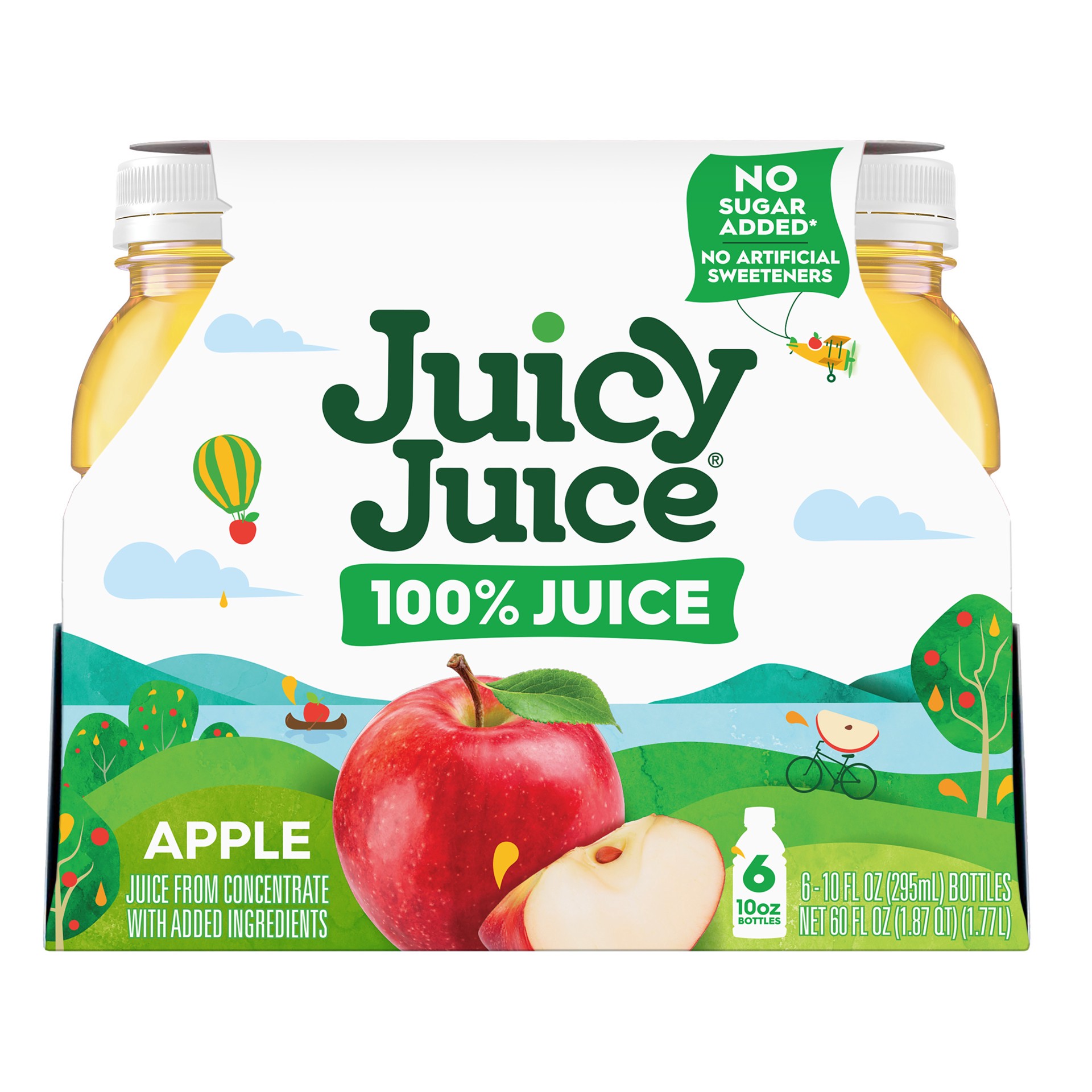 slide 1 of 9, Juicy Juice 100% Juice, Apple, 6 Count, 10 FL OZ Bottles, 10 oz