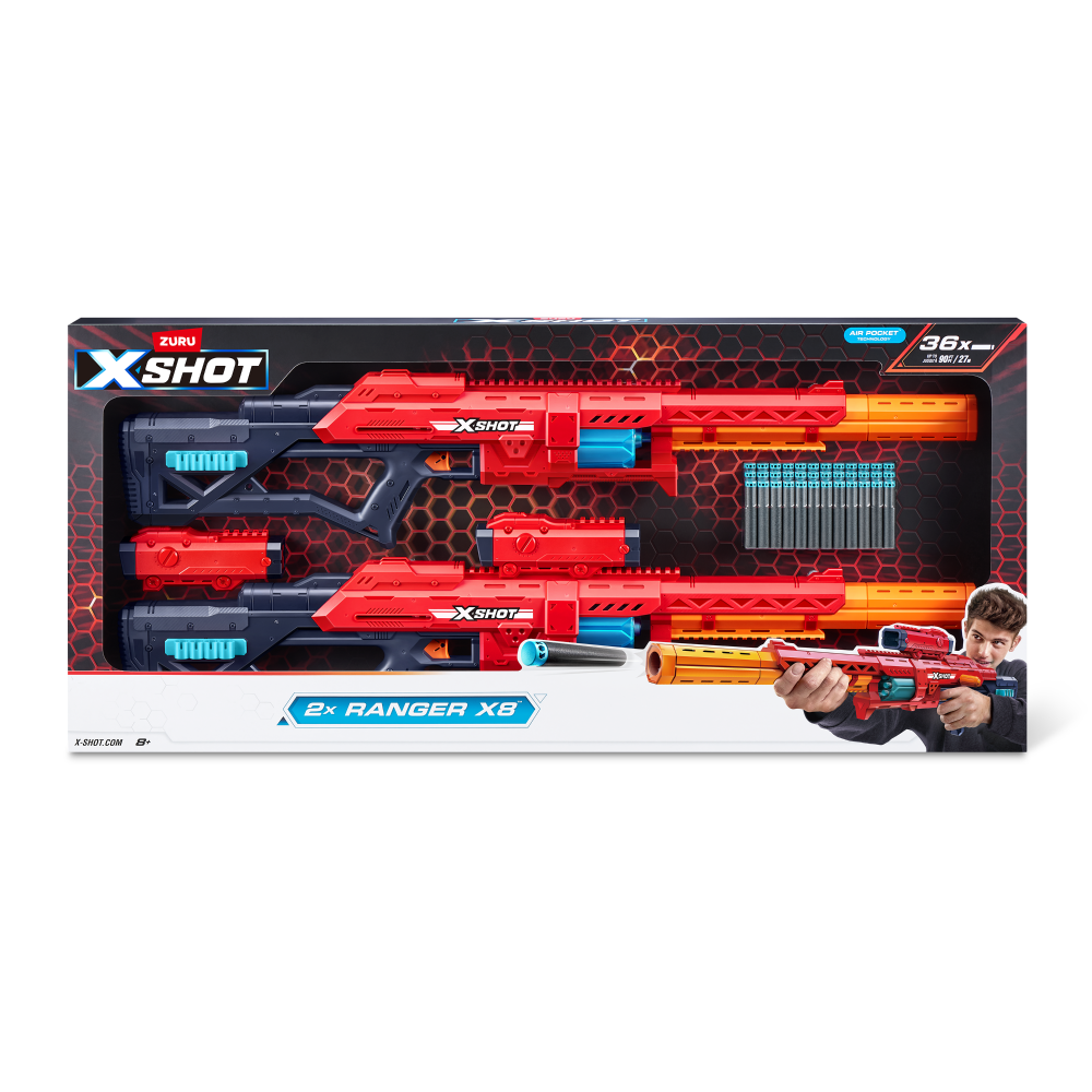 slide 1 of 3, Zuru XShot Excel Ranger X8 Blaster, 2 ct