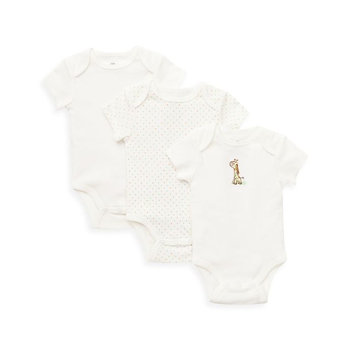 slide 1 of 1, Little Me Size Newborn Giraffe Bodysuit - Ivory, 3 ct