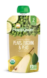 Happy Baby Organics Clearly Crafted Pears Zucchini & Peas Stage 2 Baby Food Pouch