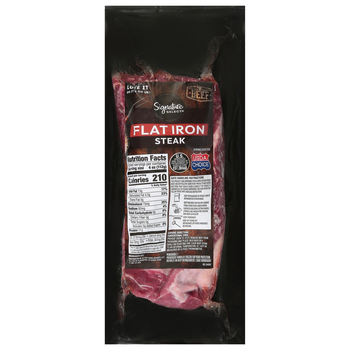 slide 3 of 4, Signature Farms Beef Steak Flat Iron Boneless - 1.5 Lb, per lb