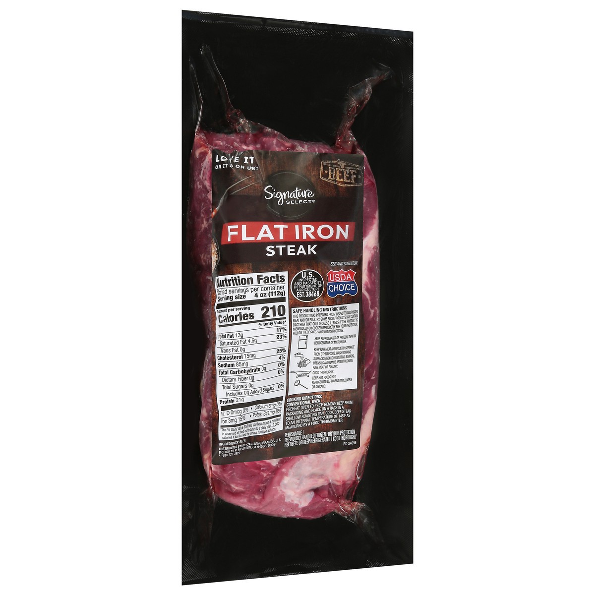 slide 4 of 4, Signature Farms Beef Steak Flat Iron Boneless - 1.5 Lb, per lb