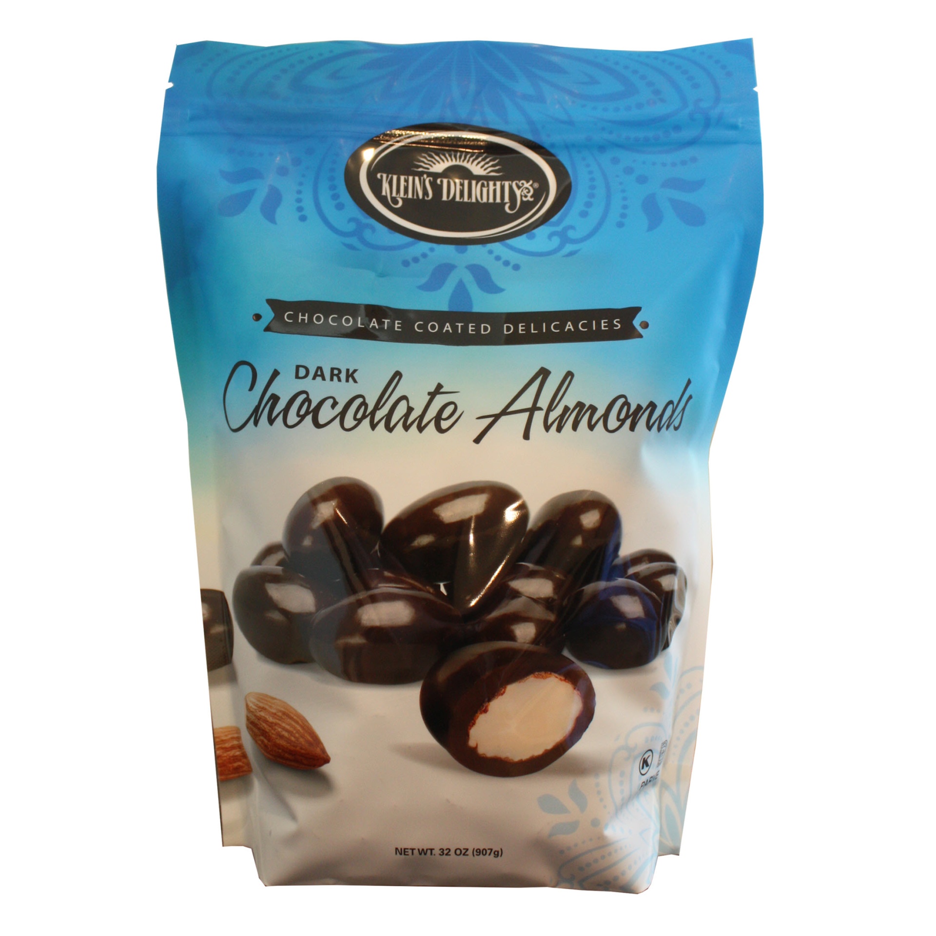 slide 1 of 1, Klein's Natural Kosher Dark Chocolate Almonds, 