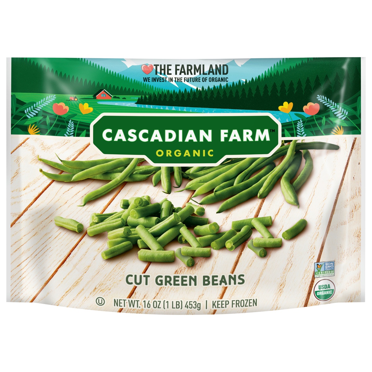 slide 1 of 1, Cascadian Farm Organic Cut Green Beans, Frozen Vegetables, Non-GMO, 16oz, 16 oz