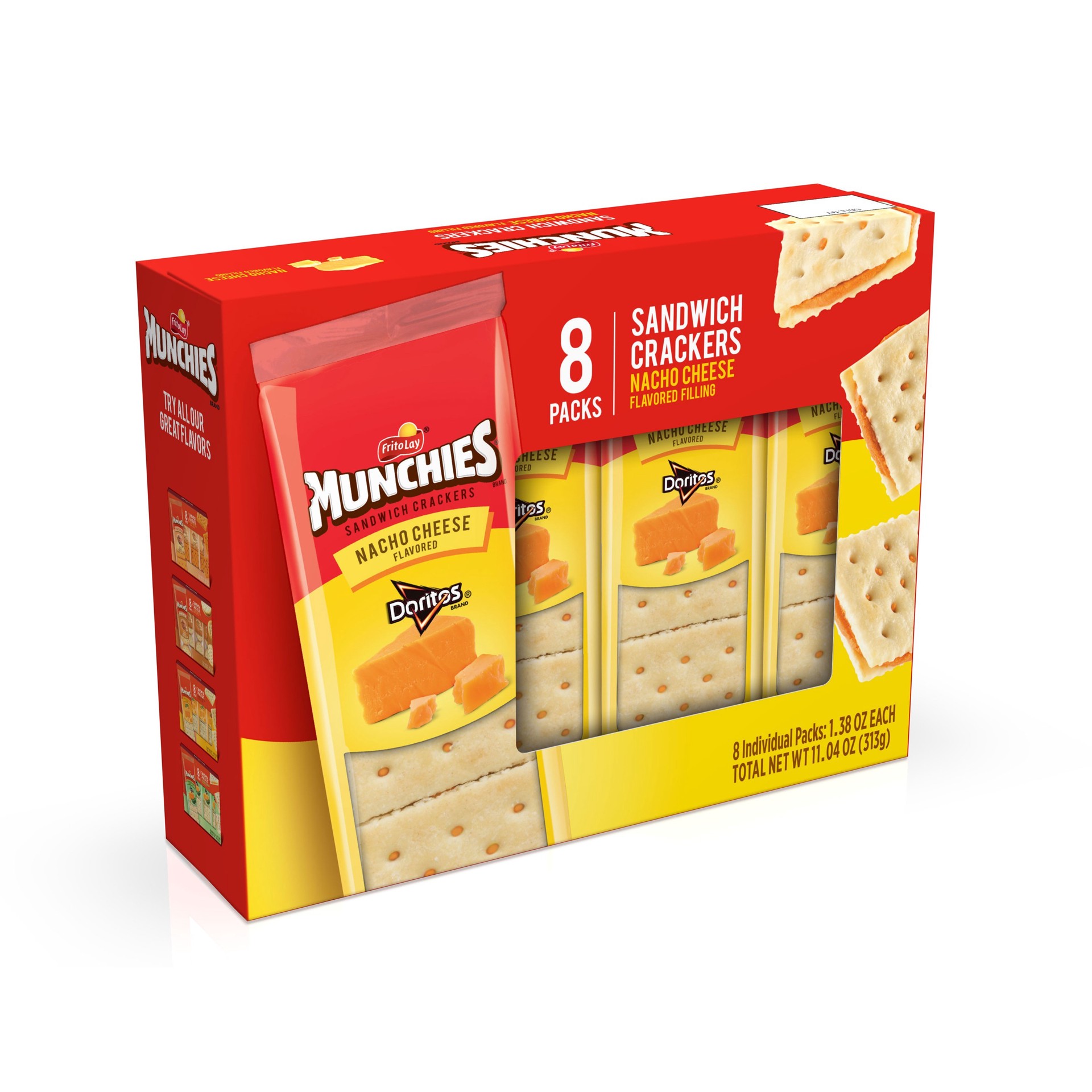 slide 1 of 6, Munchies Sandwich Crackers Nacho Cheese 1.38 Oz 8 Count, 11.04 oz