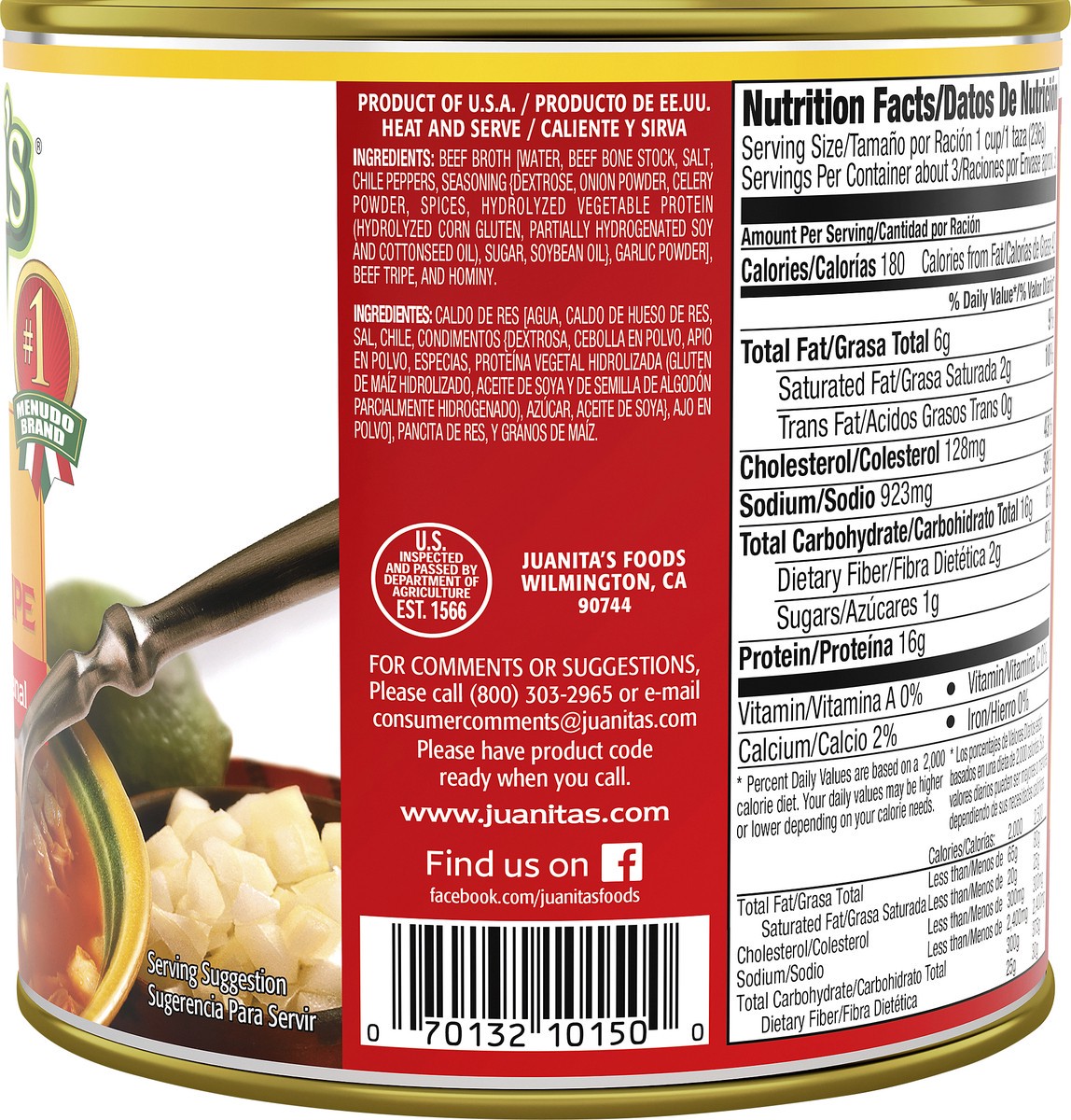 slide 7 of 7, Juanita's Menudo with Honeycomb Tripe, Canned Menudo, 25 Ounce, 25 oz