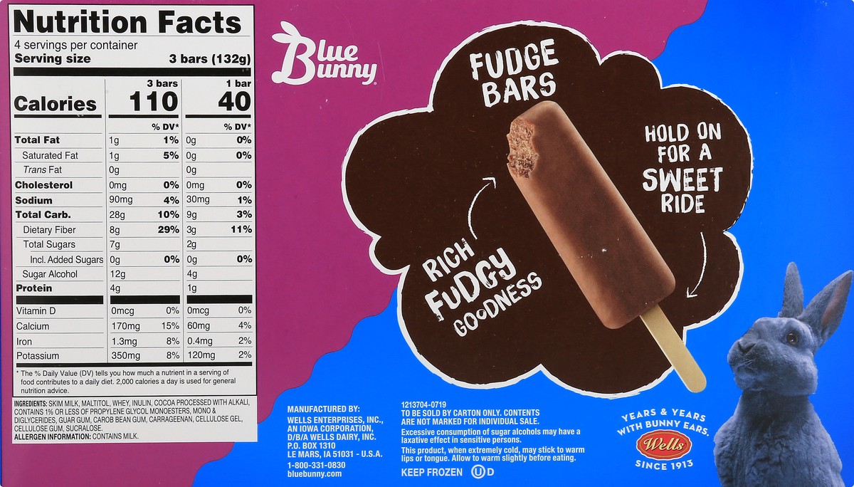 slide 3 of 13, Blue Bunny Sweet Freedom Nsa Fudge Bar 12Ct, 21 fl oz