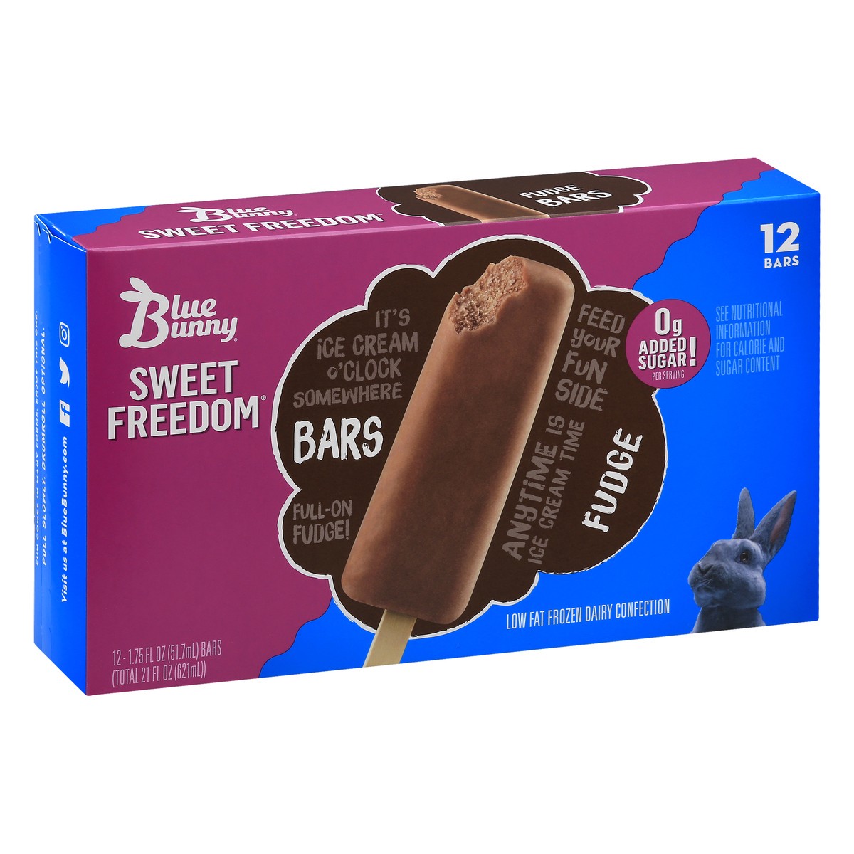 slide 5 of 13, Blue Bunny Sweet Freedom Nsa Fudge Bar 12Ct, 21 fl oz