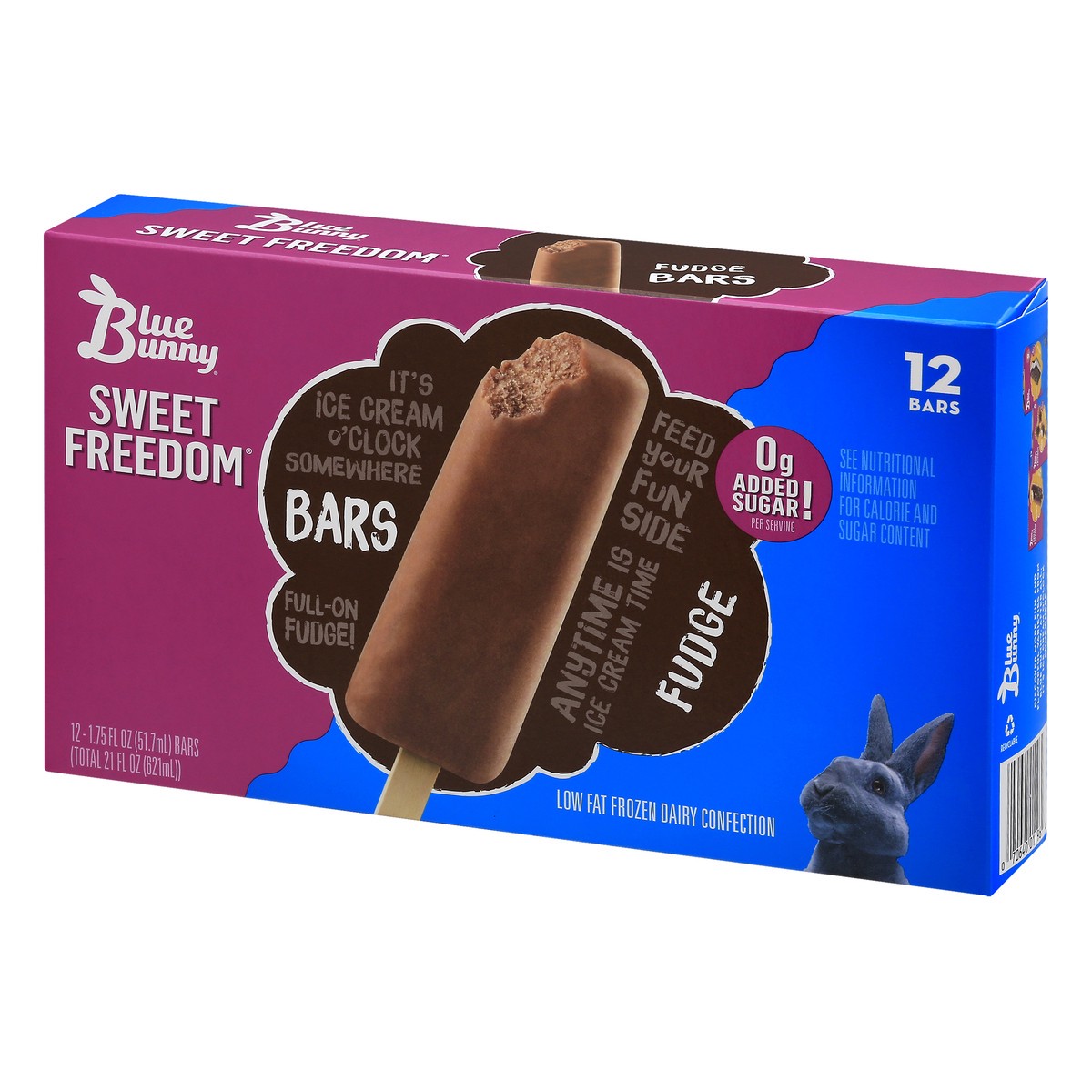 slide 8 of 13, Blue Bunny Sweet Freedom Nsa Fudge Bar 12Ct, 21 fl oz